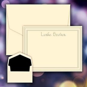 Polished Name And Bordered Frame Flat Cards - Embossed Stationery