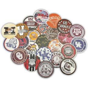Big College Football Teams 2.5" Cardstock Freshie Rounds 24 pk Manly Sports for Men Alcohol Bottle Cut Outs for Molds Bag Inserts in the South