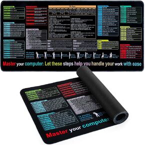 Waterproof Desk Mat - Excel Cheat Sheet Desk Pad, Contains Common Skills in Excel and Word Shortcuts, Large XL Gaming Mouse Pad, Office Keyboard Pad, Computer Mat with Excel Shortcuts (31.5x11.8in) in Saudi Arabia