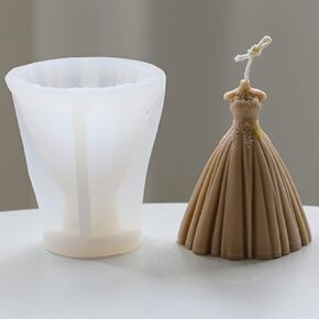 XMOX Bride Dress Silicone Mold Formal Attire Candle Molds DIY Handcrafting Soap Wax Epoxy Resin Clay Mould Weeding Gifts Party Dinner Home Decoration