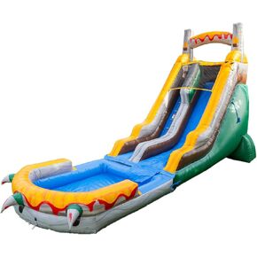 Herokiddo T-Rex 18' Water Slide with Detachable Pool, Tall Seating Height, for Kids and Adults, Commercial Grade, 100% PVC Vinyl, Outdoor Backyard, Summer Fun, Blow Up Inflatable (Blower Included)