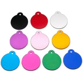 Generic Personalized Anodized Round Top Aluminum Pet ID Tags Collars Custom for Cat Dog, 26x25x1mm, 35X32X1mm
