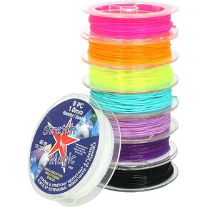 Stretch Magic Elastic Beading Cord – Clear Color, Size Assortment: .5, .7, .8, 1mm, 25-Meter (82 ft) in Total - Easy to Knot, Strong & Stretchy String for Making Beaded Jewelry, 4pc