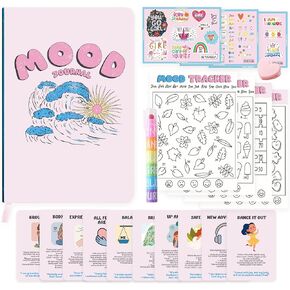 Mood Tracker Journal Kit for Girls & Women | 126-Day Mental Health & Self Care Journal | Anxiety, ADHD Planner with Daily Weekly Monthly Reflection, Mindfulness Cards, Pen, Stickers | Gift Set for Her