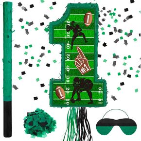 Ferraycle Football رقم 1 Piñata لزخارف حفلة عيد الميلاد الأولى Piñata إمدادات حفلة عيد ميلاد للأولاد مع حلويات العصا المعصوفة