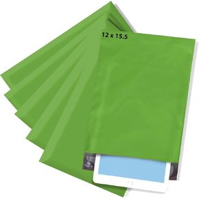 Large Poly Mailers 12x15.5, Solid Green Shipping Bags - Tear And Puncture Free Poly Bags - Water Resistant Mailing Bags - Packaging Bags For Small Business - 100 Count
