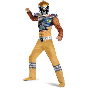 Disguise Gold Power Rangers Dino Charge Classic Muscle Costume for Boys with Mask, Small (4-6)