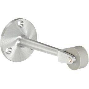 Rockwood 456.26D Brass Straight Roller Stop, #8 X 3/4" OH SMS Fastener, 4-9/16" Projection, 2" Base Diameter, Satin Chrome Plated Finish