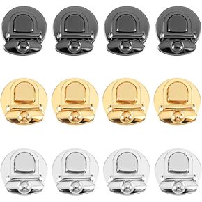 12Pcs Purse Clasps for Bag Making Closures Hardware Locks Snap Closure Latches for Handbags, Small Alloy Metal Clasp Buckles Fasteners for Wallets (Gold, Silver)