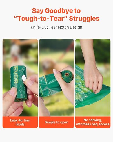 VEVOR Dog Poop Bags, 270 Counts 13 x 9 in, Sturdy & Thick Pet Waste Bags, Biodegradable HDPE Waste Bag Refill Rolls, Leak-Proof Unscented Trash Bag for Doggie Cat Pet, Dispenser Not Included in Saudi Arabia