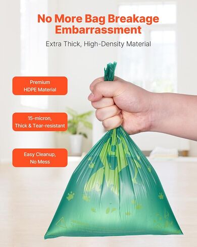 VEVOR Dog Poop Bags, 270 Counts 13 x 9 in, Sturdy & Thick Pet Waste Bags, Biodegradable HDPE Waste Bag Refill Rolls, Leak-Proof Unscented Trash Bag for Doggie Cat Pet, Dispenser Not Included in Saudi Arabia