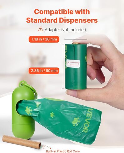 VEVOR Dog Poop Bags, 270 Counts 13 x 9 in, Sturdy & Thick Pet Waste Bags, Biodegradable HDPE Waste Bag Refill Rolls, Leak-Proof Unscented Trash Bag for Doggie Cat Pet, Dispenser Not Included in Saudi Arabia