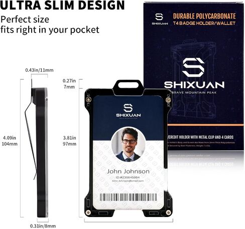 ID Badge Holder with Retractable Clip, Credit Card Holder, Keychain Wallet, Name Badge Holders, Business Card Holder, and Money Clip for Men (Heavy Reel Retractable & Badge Holder) in Saudi Arabia