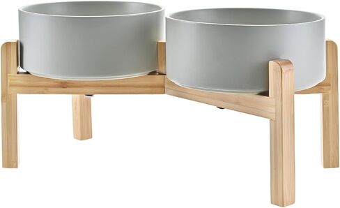 SPUNKYJUNKY Ceramic Dog and Cat Bowls 2 Pack, 5.1'' Dog and Cat Food Water Double Feeding Bowls Non-Slip for Cats and Puppy Small Sized Breed Dogs Microwave Dishwasher Safe - 13.5 OZ, 2pcs, Paw White in Kuwait