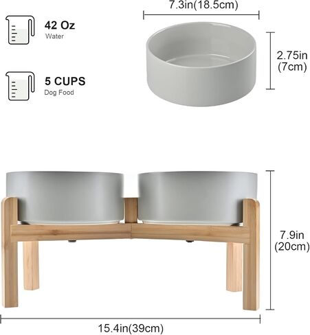 SPUNKYJUNKY Ceramic Dog and Cat Bowls 2 Pack, 5.1'' Dog and Cat Food Water Double Feeding Bowls Non-Slip for Cats and Puppy Small Sized Breed Dogs Microwave Dishwasher Safe - 13.5 OZ, 2pcs, Paw White in Kuwait