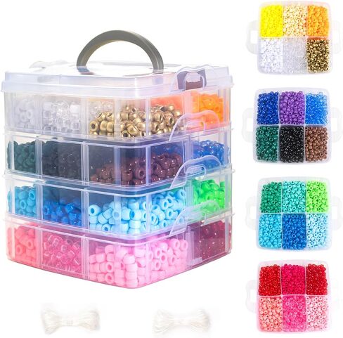 Gxueshan 4500 Pcs Acrylic Pony Beads Bulk Large Hole Plastic White Green Gold Red Black Blue Pink 24 Assorted Colors Kandi Hair Beads for Crafts Friendship Bracelet Jewelry Making Kit Set (4500) in Saudi Arabia