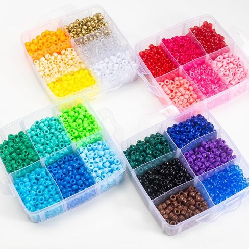 Gxueshan 4500 Pcs Acrylic Pony Beads Bulk Large Hole Plastic White Green Gold Red Black Blue Pink 24 Assorted Colors Kandi Hair Beads for Crafts Friendship Bracelet Jewelry Making Kit Set (4500) in Saudi Arabia