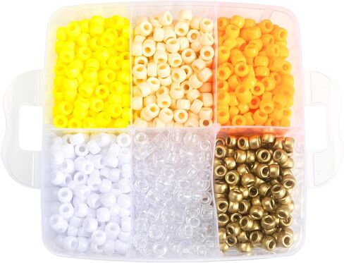 Gxueshan 4500 Pcs Acrylic Pony Beads Bulk Large Hole Plastic White Green Gold Red Black Blue Pink 24 Assorted Colors Kandi Hair Beads for Crafts Friendship Bracelet Jewelry Making Kit Set (4500) in Saudi Arabia