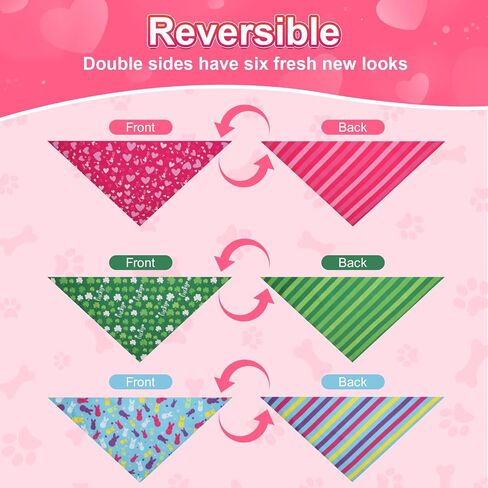عيد الحب الكلب Bandana St Patricks Day و Easter Dog Bandana كبير 3pcs ، وشاح ملون للصبي والفتاة ، المثلث عكس المرايل. in Kuwait