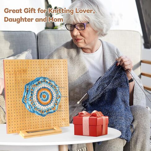 22" x 11" Crochet Blocking Board with 20 Pins and Pegs - Large Granny Square Blocking Board, Durable Bamboo Mats for Crochet Projects, Ideal for Beginners & Knitting Lovers in Saudi Arabia
