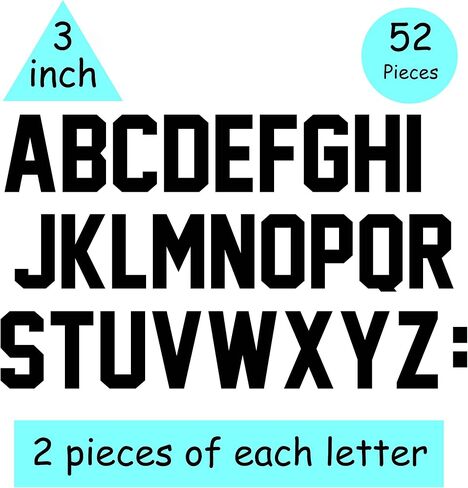 52 Pieces 3 Inch Iron On Letters Heat Transfer Letters Paper for Clothing Sport Jersyes T Shirts Team Name(Green) in Saudi Arabia