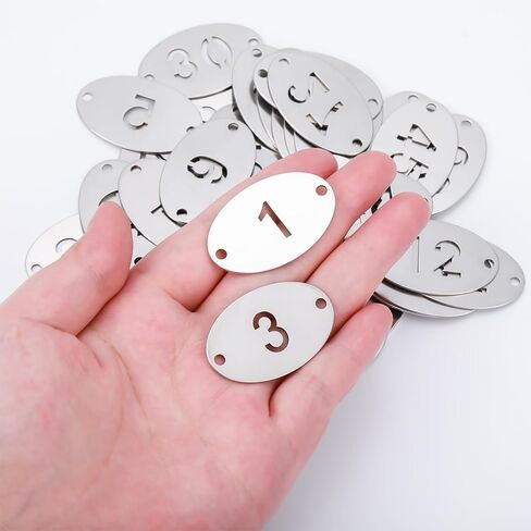 Hicarer Metal Numbered Tags Stainless Steel Number ID Key Tags with Holes Numbered Key Rings Chain(1-100, Rectangle,1.57 x 0.79 Inches) in Saudi Arabia
