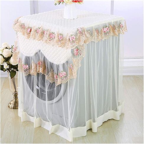 Appliance Dust Cover Roller Washing Machine Cover ，Fabric Lace Automatic Drum Washing Machine Cover European pastoral 60*60*85CM(23.6*23.6*33.4IN) Dust Cover for Home Appliances(A) in Saudi Arabia