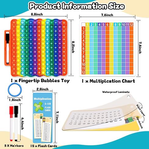 Multiplication Flash Cards + Fingertip Bubbles Toy, Interesting Multiplication Math Combination, Math Games for Children Aged 3 + in Saudi Arabia