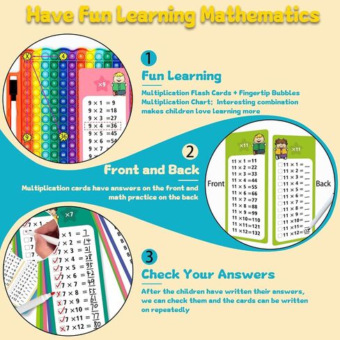 Multiplication Flash Cards + Fingertip Bubbles Toy, Interesting Multiplication Math Combination, Math Games for Children Aged 3 + in Saudi Arabia