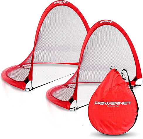 PowerNet Soccer Popup Net الهدف المحمول | مستطيل 4 × 3 | 2 هدف + 1 حقيبة حمل | إطار متين خفيف الوزن | إعداد سريع، تخزين سهل الطي | لعبة جانبية صغيرة قصيرة | دقة الممارسة الفنية in Saudi Arabia