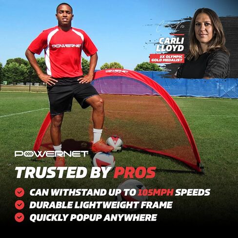 PowerNet Soccer Popup Net الهدف المحمول | مستطيل 4 × 3 | 2 هدف + 1 حقيبة حمل | إطار متين خفيف الوزن | إعداد سريع، تخزين سهل الطي | لعبة جانبية صغيرة قصيرة | دقة الممارسة الفنية in Saudi Arabia