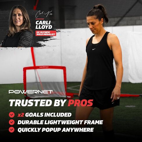 PowerNet Soccer Popup Net الهدف المحمول | مستطيل 4 × 3 | 2 هدف + 1 حقيبة حمل | إطار متين خفيف الوزن | إعداد سريع، تخزين سهل الطي | لعبة جانبية صغيرة قصيرة | دقة الممارسة الفنية in Kuwait
