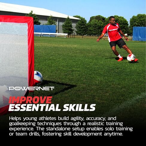 PowerNet Soccer Popup Net الهدف المحمول | مستطيل 4 × 3 | 2 هدف + 1 حقيبة حمل | إطار متين خفيف الوزن | إعداد سريع، تخزين سهل الطي | لعبة جانبية صغيرة قصيرة | دقة الممارسة الفنية in Kuwait