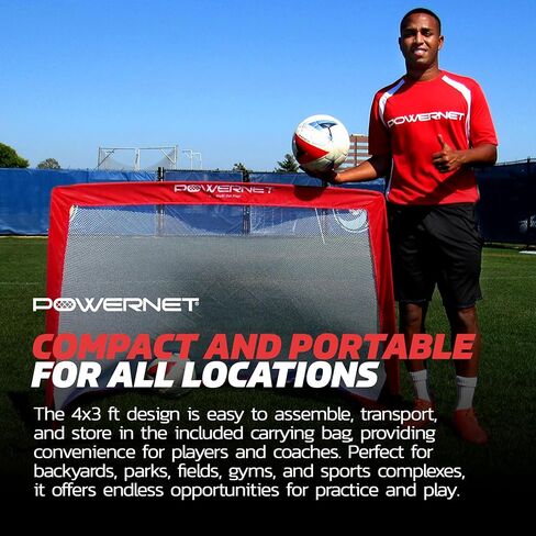 PowerNet Soccer Popup Net الهدف المحمول | مستطيل 4 × 3 | 2 هدف + 1 حقيبة حمل | إطار متين خفيف الوزن | إعداد سريع، تخزين سهل الطي | لعبة جانبية صغيرة قصيرة | دقة الممارسة الفنية in Kuwait
