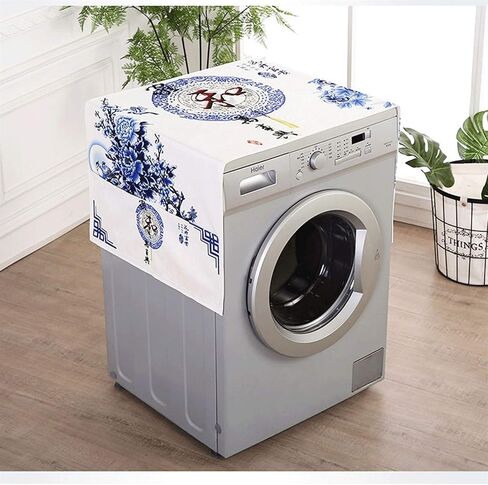 Appliance Dust Cover Fridge Dust Cover Multi-Purpose Washing Machine Top Cover, Nordic Style Drum Washing Machine Cover Towel with Storage Bag Dust Cover for Home Appliances(A) in Kuwait