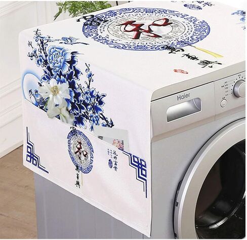 Appliance Dust Cover Fridge Dust Cover Multi-Purpose Washing Machine Top Cover, Nordic Style Drum Washing Machine Cover Towel with Storage Bag Dust Cover for Home Appliances(A) in Kuwait