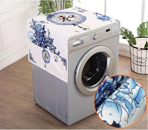 Appliance Dust Cover Fridge Dust Cover Multi-Purpose Washing Machine Top Cover, Nordic Style Drum Washing Machine Cover Towel with Storage Bag Dust Cover for Home Appliances(A) in Kuwait