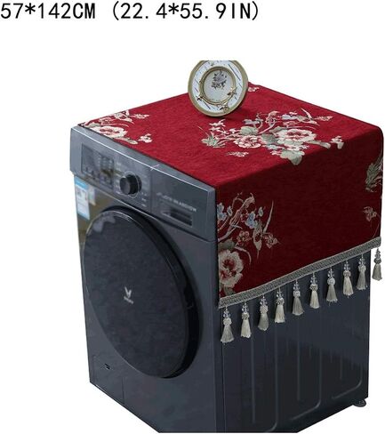 Appliance Dust Cover Multi-Purpose Washing Machine Cover，European-style Multi-Purpose Drum Washing Machine Cover，Red Festive Holiday Household Cover Towel Dust Cover for Home Appliances(C) in Kuwait