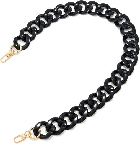 ZOOEASS Acrylic Purse Strap Black 14.5inch Oval Bag Chains Resin Handbag Strap DIY Replacement Purse Charm Chain Extender（G Black-37CM） in Kuwait