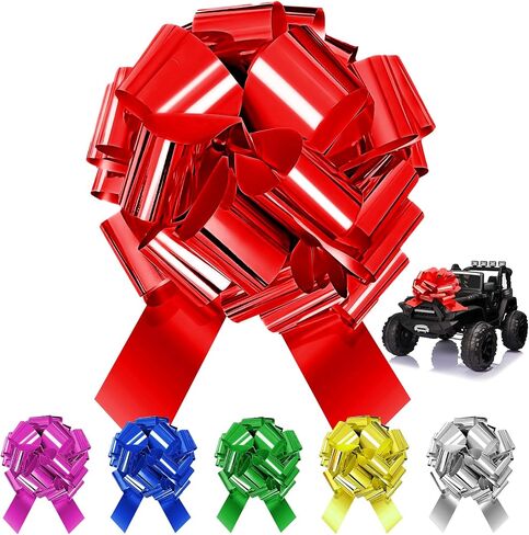 12 Inch Large Pull Bow for Car, Present, Bike, Appliances, Reusable PVC Bow Ribbon for Christmas, Wedding, Birthday, Party Decoration (Red) in Kuwait
