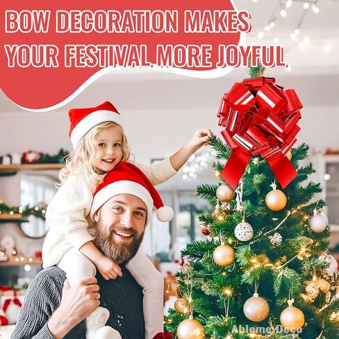 12 Inch Large Pull Bow for Car, Present, Bike, Appliances, Reusable PVC Bow Ribbon for Christmas, Wedding, Birthday, Party Decoration (Red) in Kuwait