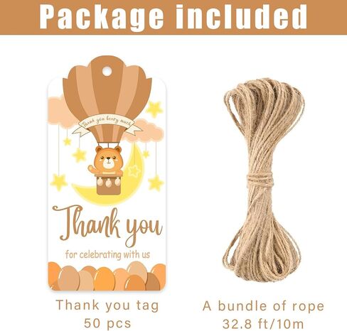 50 PCS Sweet Honey Bee شكرًا لك على علامات مع Sring for Gender Canner Party ، OH Baby Shower ، Winnie Beird Birthday ، Wedding in Saudi Arabia