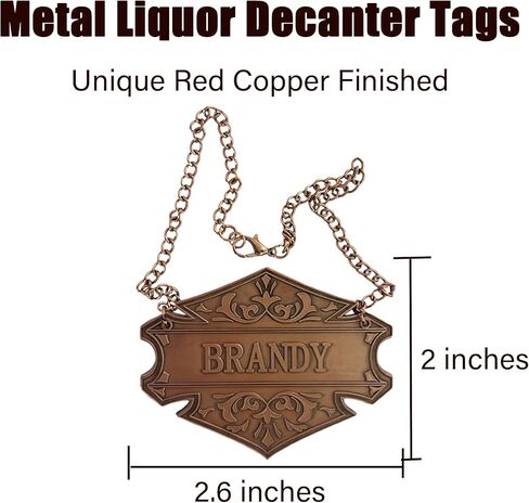 علامة decanter مع سلسلة قابلة للتعديل ، والنحاس ، 2.6 × 2 بوصة ، ملصق زجاجة الخمور (علامة بوربون) in Kuwait
