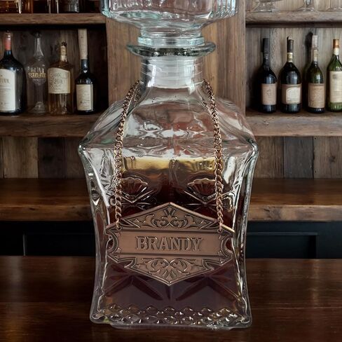 علامة decanter مع سلسلة قابلة للتعديل ، والنحاس ، 2.6 × 2 بوصة ، ملصق زجاجة الخمور (علامة بوربون) in Kuwait