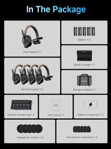 Accsoon Como SE Wireless Intercom Headset System, 2.4GHz Full Duplex Wireless Headset 5-Person, 1312FT/400M Range 30H Real-time Monitoring, Wireless-Headset-Intercom for Team Communication Group Talk in Saudi Arabia