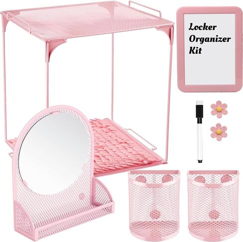 9 Pcs Locker Organizer Kit Includes Locker Shelf Rug Mirror Pen Holder Whiteboard with Marker and Nails Locker Decoration for Back to School Supplies (Blue) in Kuwait
