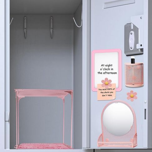 9 Pcs Locker Organizer Kit Includes Locker Shelf Rug Mirror Pen Holder Whiteboard with Marker and Nails Locker Decoration for Back to School Supplies (Blue) in Kuwait