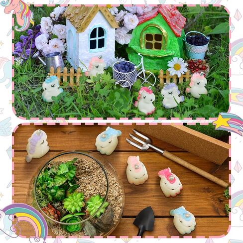 Barydat 120 PCS Micro Unicorn Miniature التماثيل المصغرة حديقة صغيرة يونيكورن دمية جنية حديقة الملحقات الطحلب MOSS MINI RESIN in Saudi Arabia