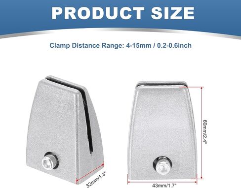 Patikil 1.7x1.3x2.4 "Desk Divider Support Clamp ، 4 PCS Aluminium Desk Shield Clamp Clamp DistiDy Clamp Clamp Sneeze Clamp Bracket for Office Home Desk in Kuwait