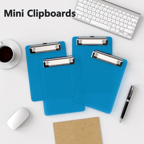 Mini Clipboard Set of 4, 5 x 7 Plastic Small Blue Clip Boards with Low Profile Clip, Memo Size for Classroom, Teacher, Students, School & Office Supplies in Saudi Arabia